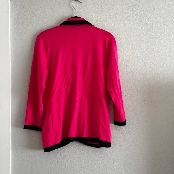 Halogen Hot Pink and Black Knit Stretch Blazer Sweater 3/4 Sleeve sz M - Picture 7 of 11